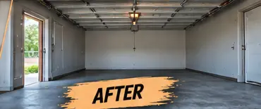 Empty, swept garage after cleanout